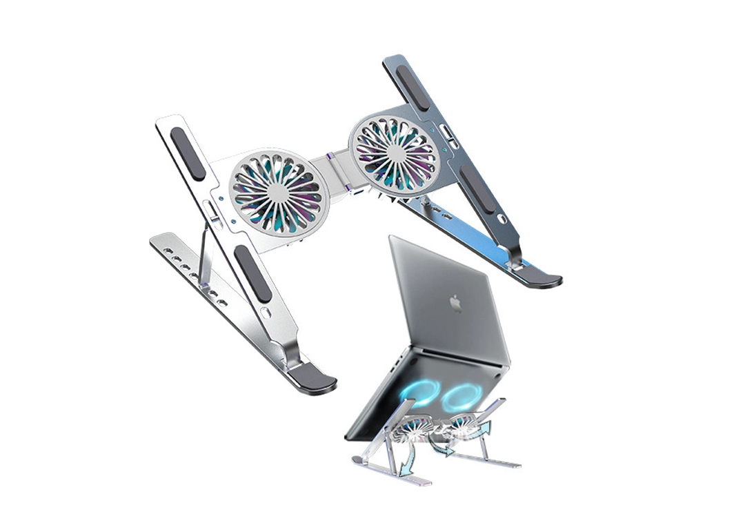Giá đỡ Laptop Stand Cooling 2 Fan Nhôm Silver – Hàng Chính Hãng