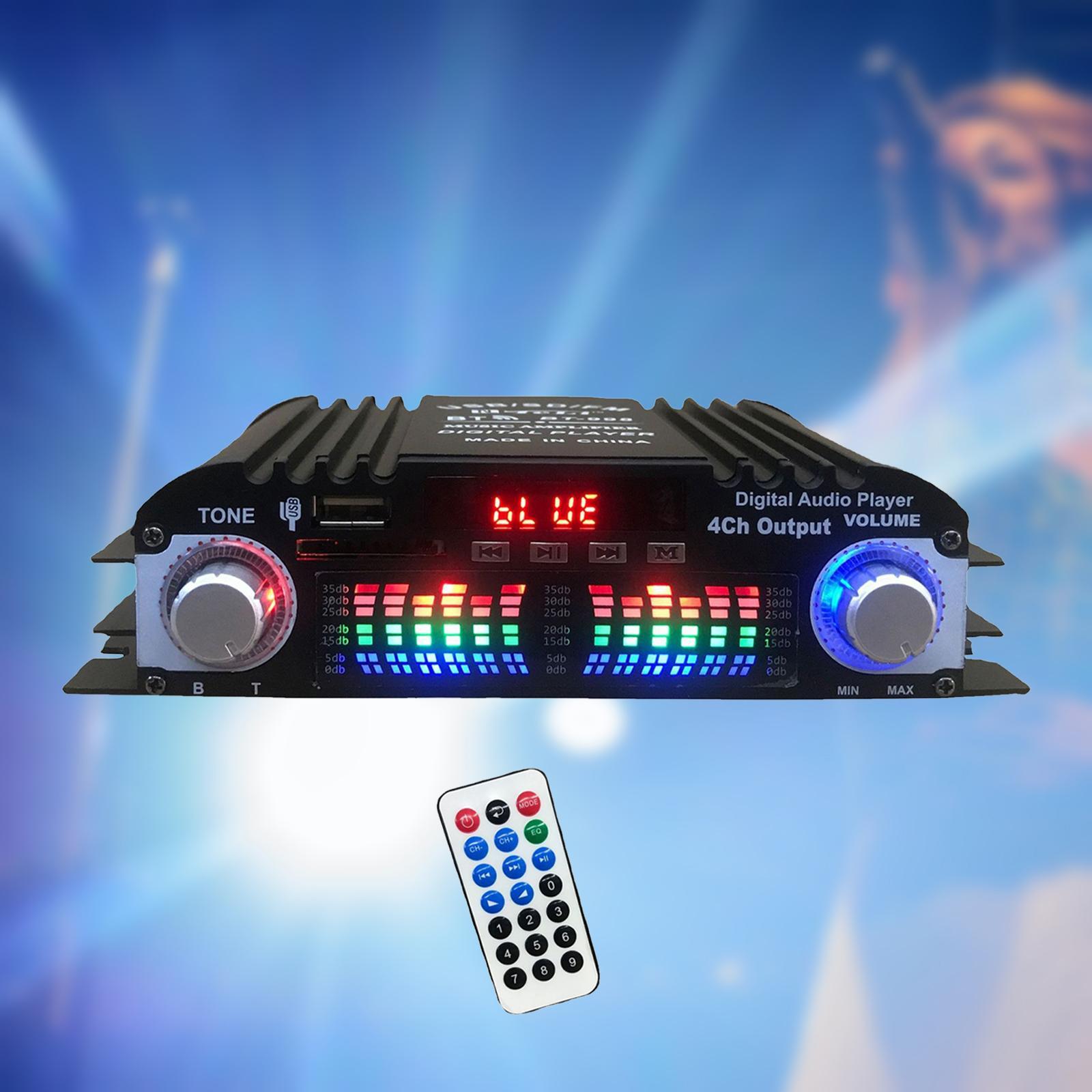 HiFi Stereo Power Amplifier 4 CH  USB FM Radio Audio Receiver for Bar Home