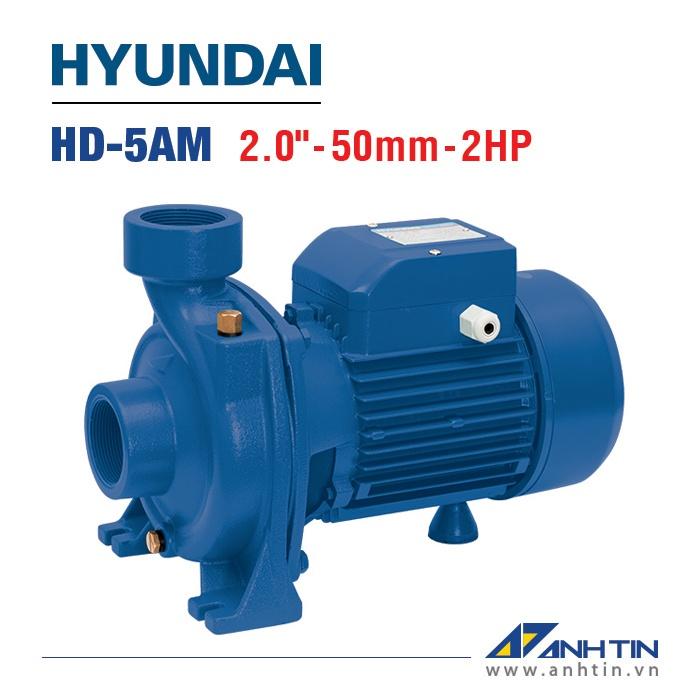 Máy bơm lưu lượng HYUNDAI HD-5AM | 1500W/ 2.0 HP | 50 mm/ 2 inch | Lưu lượng tối đa 430 lít/phút | Cột áp 21m - Cột hút