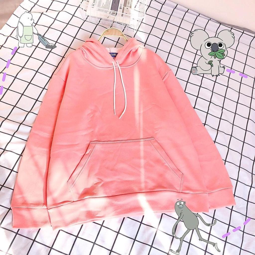 Áo Hoodie trơn MEANSTORE nỉ lót bông có mũ oversize unisex nam nữ form rộng phong cách Hàn Quốc - Basic Nỉ