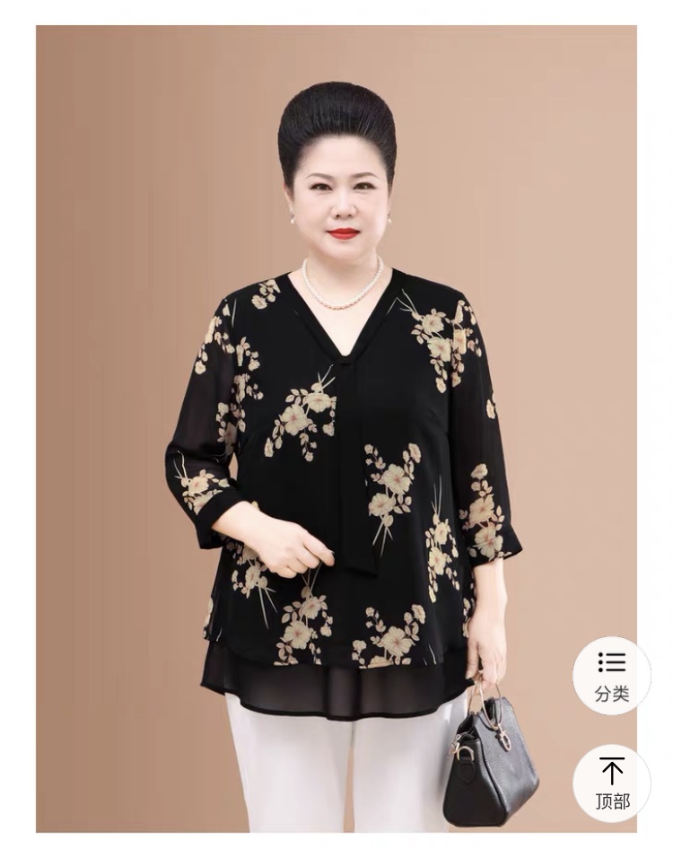Áo Sơ Mi Hoa Cho Mẹ Béo SM82 - Hàng Quảng Châu Cao Cấp