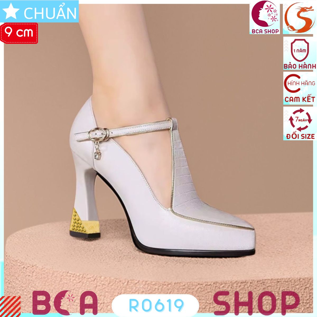 Giày nữ gót cao bọc kim loại 9p RO619 ROSATA tại BCASHOP sang trọng lại tôn dáng, tôn chân và tôn chiều cao