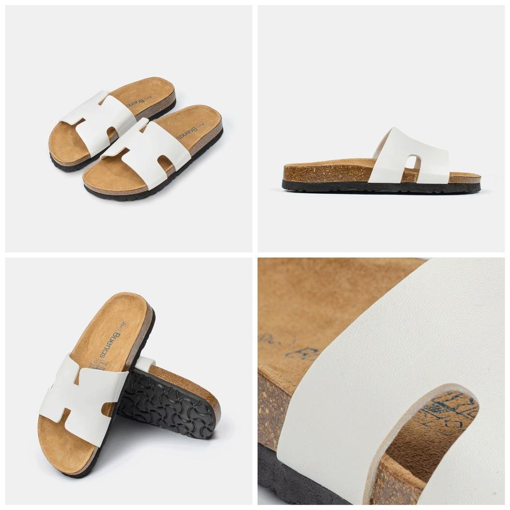 Dép đế trấu nam nữ da bò unisex birken quai ngang Buenas - BU05