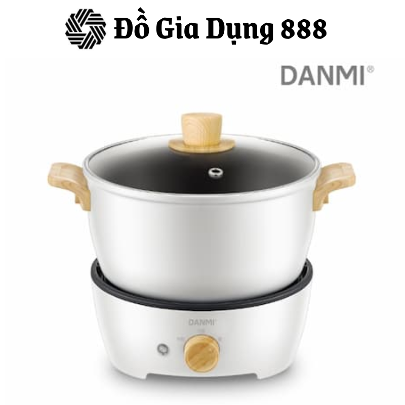 Nồi Lẩu Điện Mini Kèm Chảo Danmi Multi Cooker, Dung Tích 3L, Công Suất 800W, Nội Địa Hàn, BH 12 Tháng