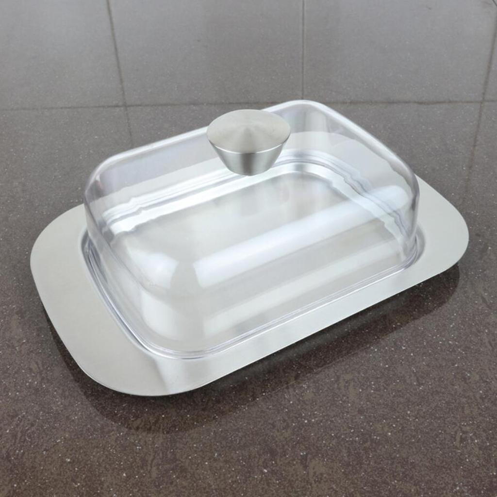 Stainless Steel Covered Butter Dish, Butter Serving Tray With Lid, Food Storage Container & Organizer Bins For Party Countertop