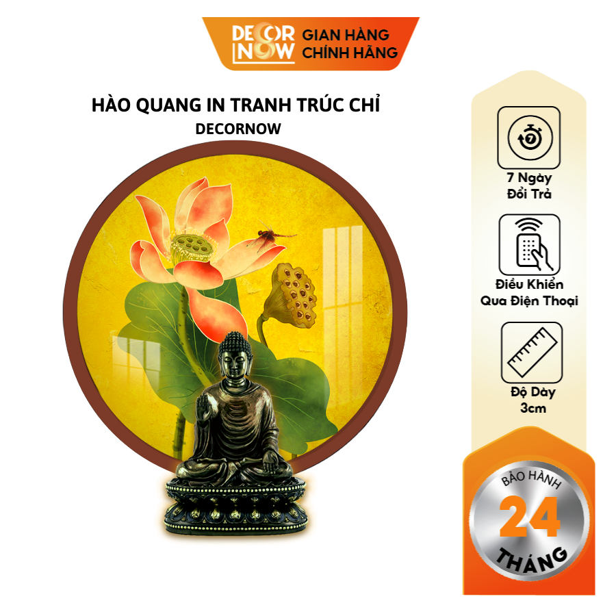 Đèn Hào Quang Phật In Tranh Trúc Chỉ DECORNOW 30,40 cm, Trang Trí Ban Thờ, Hào Quang Trúc Chỉ MÀU DCN-TC40