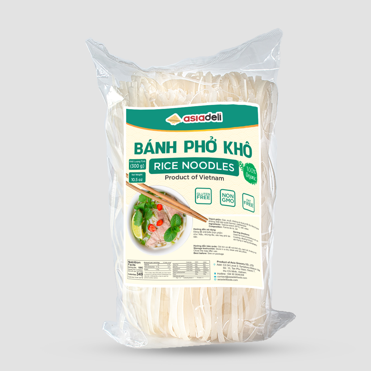 Bánh Phở Khô Asiadeli gói 200g Hàng Xuất Khẩu