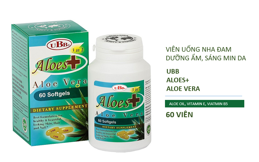 Viên Uống Đẹp Da Tinh Chất Nha Đam UBB Aloes Plus Vera 60 Viên