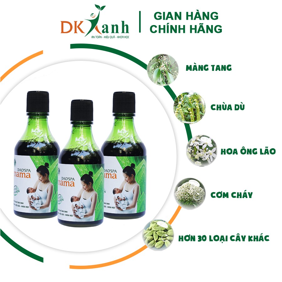 Combo 3 hộp - Nước tắm sau sinh Dao'spa Mama - DK Pharma (9 chai - dung tích 250ml/chai)