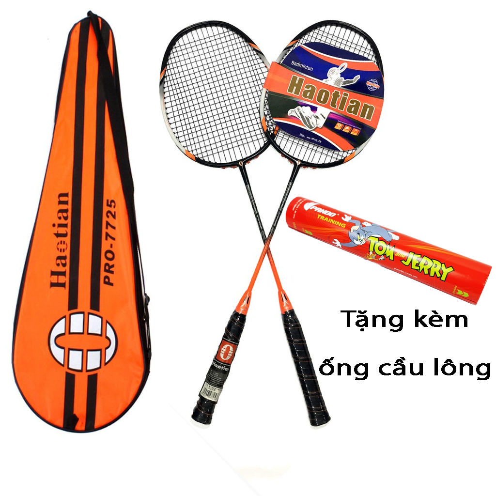 Vợt cầu lông Haotian 7725 7728 tặng kèm ống cầu lông Pando 12 quả gng