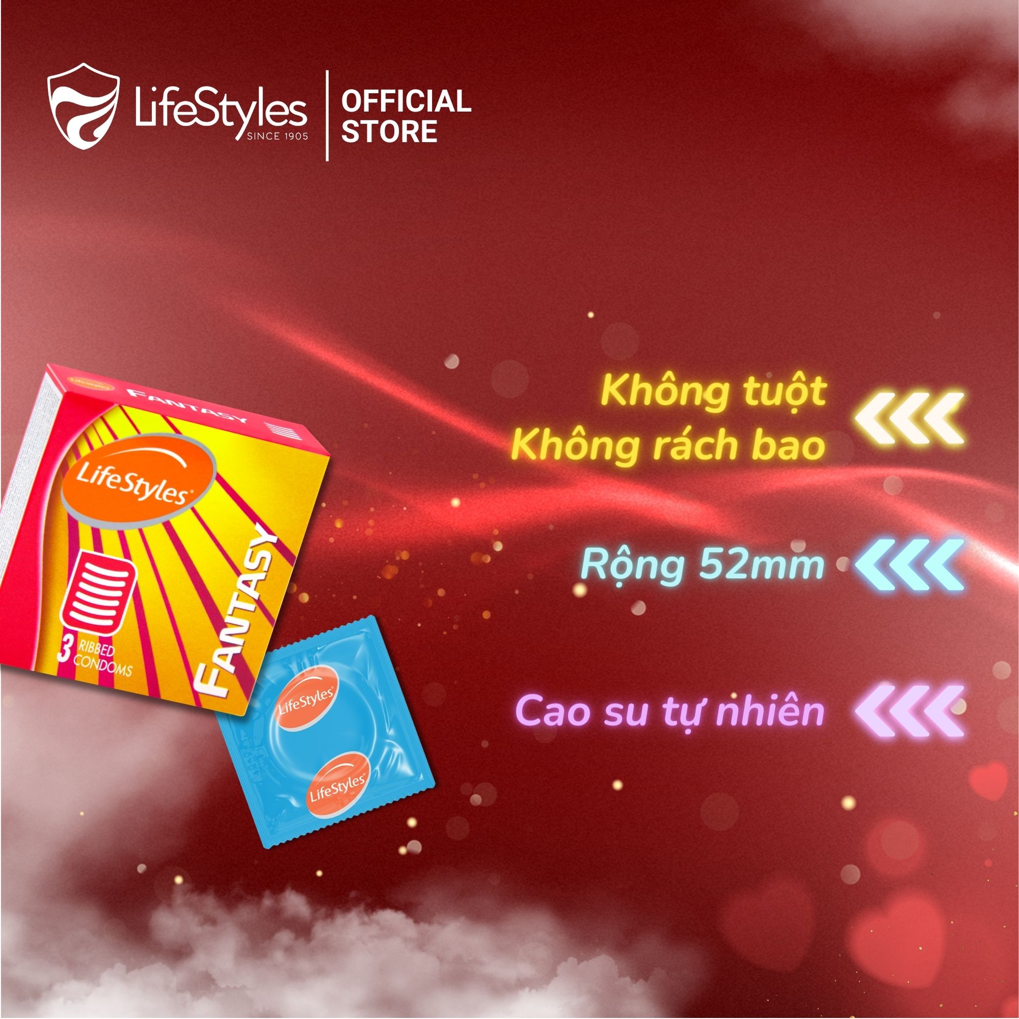 Hình ảnh Bao cao su LifeStyles Fantasy Gân Ngang, Nhiều Gel Bôi Trơn tăng Khoái Cảm - Hộp 3 bao