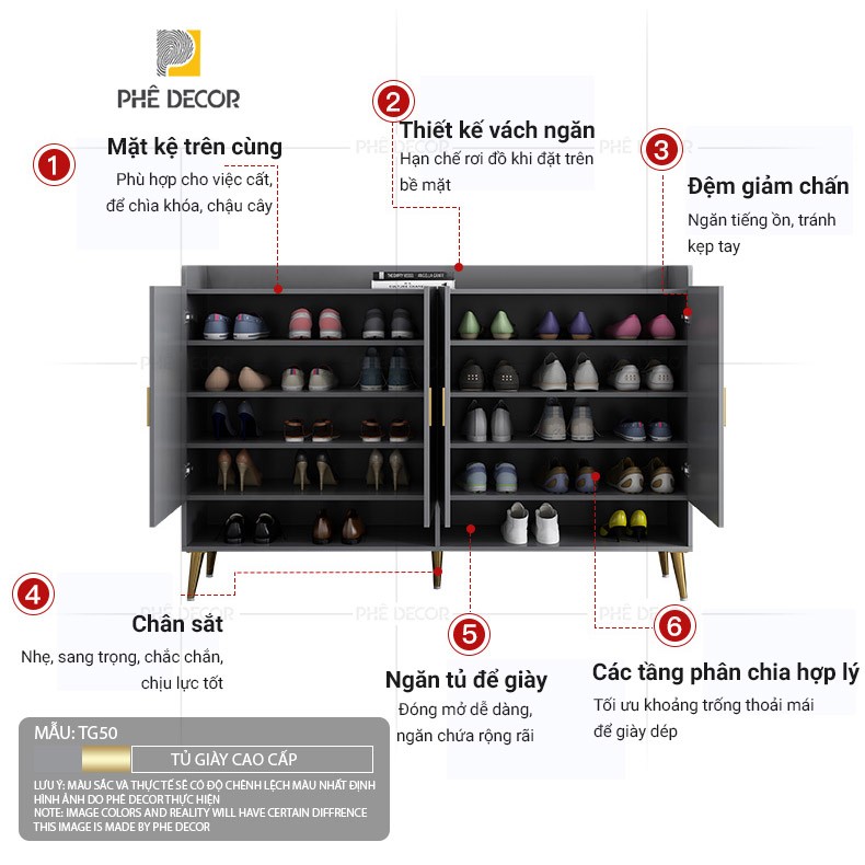 TỦ GIÀY CAO CẤP - TG50 - Dáng đứng 60x32,8x100