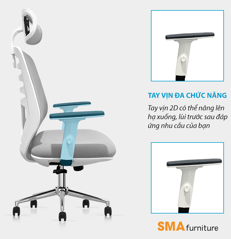 Ghế làm việc Công Thái Học Tech-H, ghế xoay văn phòng Ergonomic có ngả lưng thư giãn giá rẻ