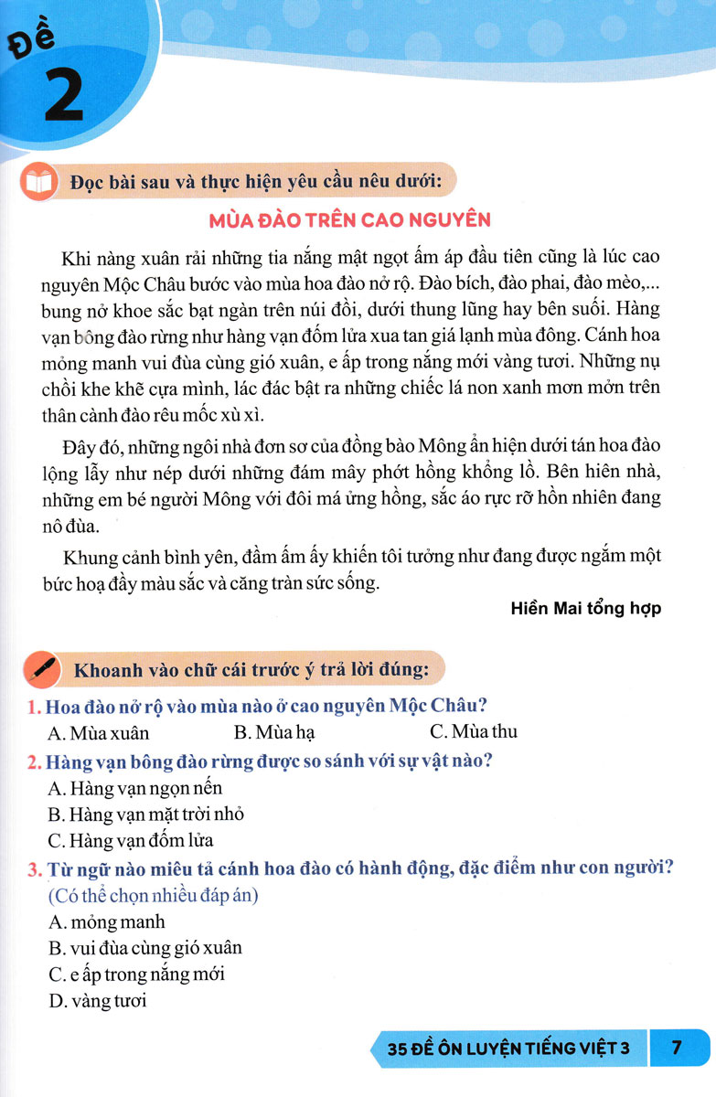 ND - 35 Đề Ôn Luyện Tiếng Việt 3 (Biên Soạn Theo Chương Trình GDPT Mới)