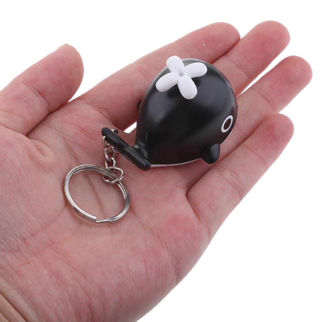 Cute LED Keychains Flashlight Sound Chain Keyring black