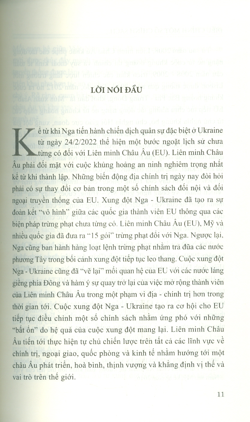 Điều Chỉnh Một Số Chính Sách Của Liên Minh Châu Âu Từ Xung Đột Nga - Ukraine Và Tác Động Đến Quan Hệ Việt Nam - Liên Minh Châu Âu (Sách Chuyên Khảo)
