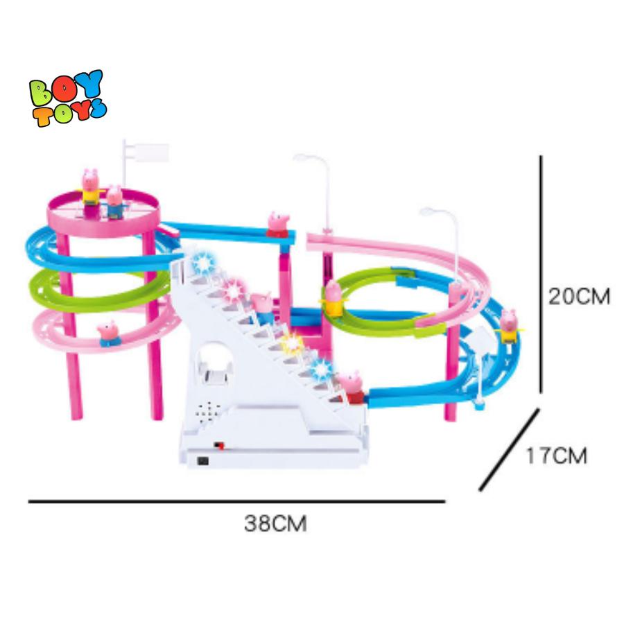 Đồ chơi cầu trượt heo Peppa, Happy Pig size lớn leo cầu thang có nhạc và đèn(bộ nhiều heo)