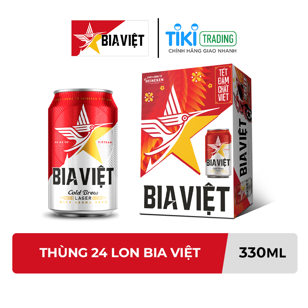 Thùng 24 Lon Bia Việt (330ml/lon)