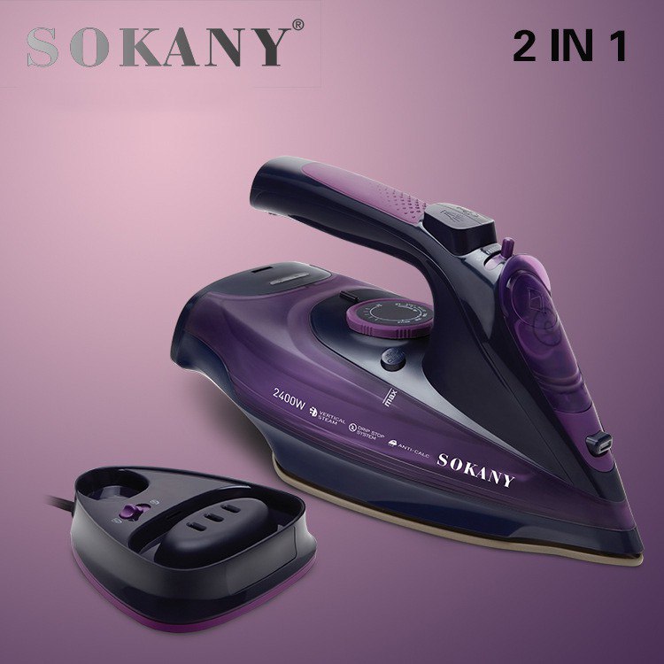 Bàn là hơi nước cầm tay không dây SOKANY cao cấp công suất lớn 2400W với 5 chế độ ủi phù hợp với mọi gia đình - HÀNG CHÍNH HÃNG - DELIYA