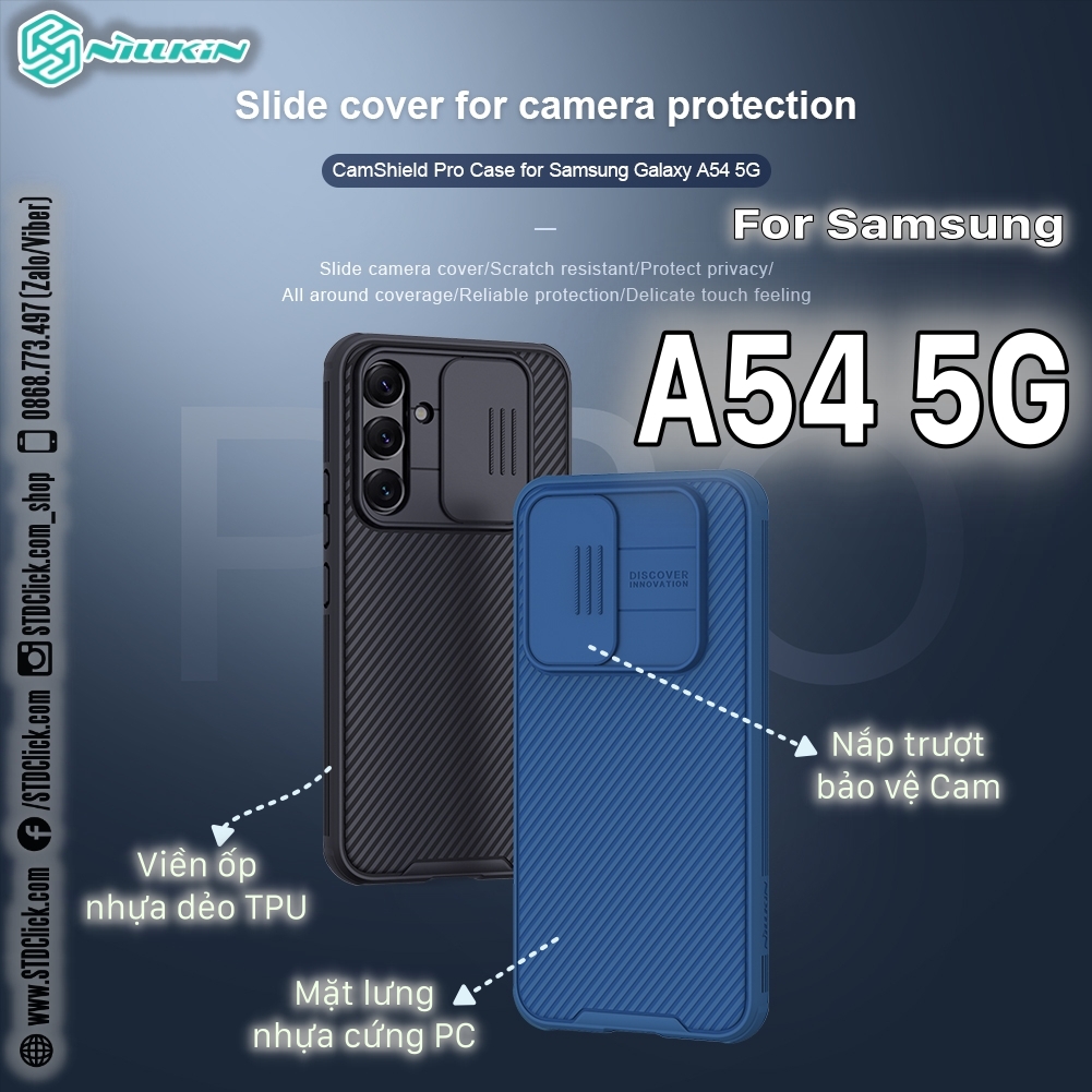 ỐP LƯNG DÀNH CHO ĐIỆN THOẠI SAMSUNG GALAXY A54 5G NILLKIN CAMSHIELD PRO BẢO VỆ CAMERA