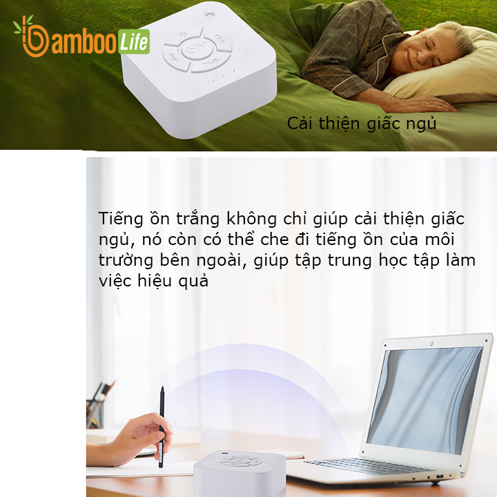 Máy tạo tiếng ồn trắng Bamboo Life BL083 hàng chính hãng Máy nghe tiếng ồn trắng white noise giúp bé ngủ ngon, sâu giấc chống giật mình