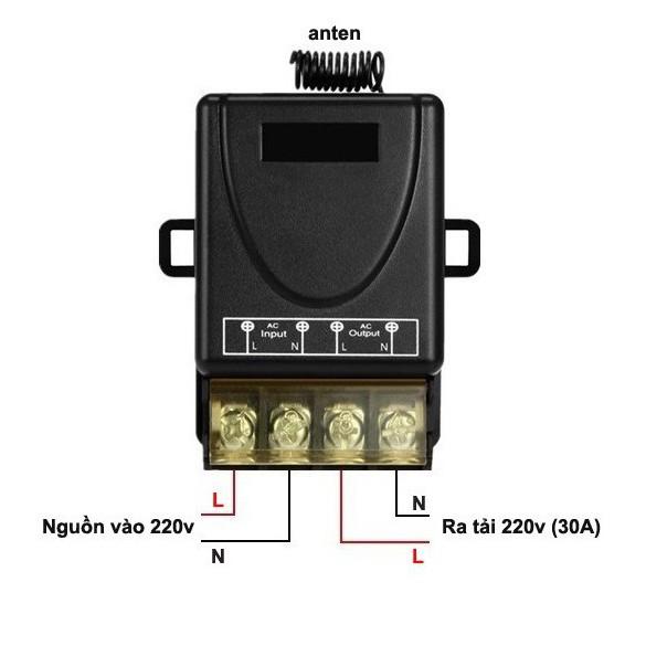 Bộ điều khiển từ xa bật tắt máy bơm, máy rửa xe, động cơ, bình nóng lạnh...xuyên tường(30A-ĐEN)công tắc điều khiển từ xa