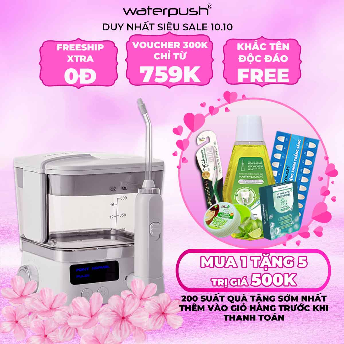 Máy tăm nước gia đình cao cấp WaterPush 1912 - Bình siêu lớn 600ml