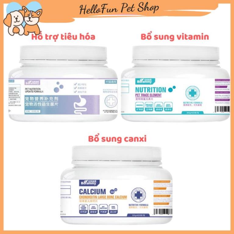 Canxi cho chó mèo Borammy bổ sung vitamin, canxi bảo vệ xương và hỗ trợ tiêu hóa