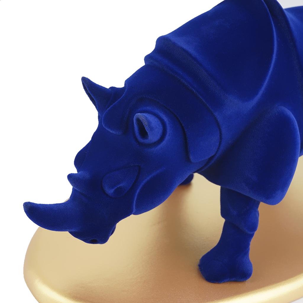 Resin Rhino Figurine Lifelike Animal Sculpture Statue Home Office Decoration