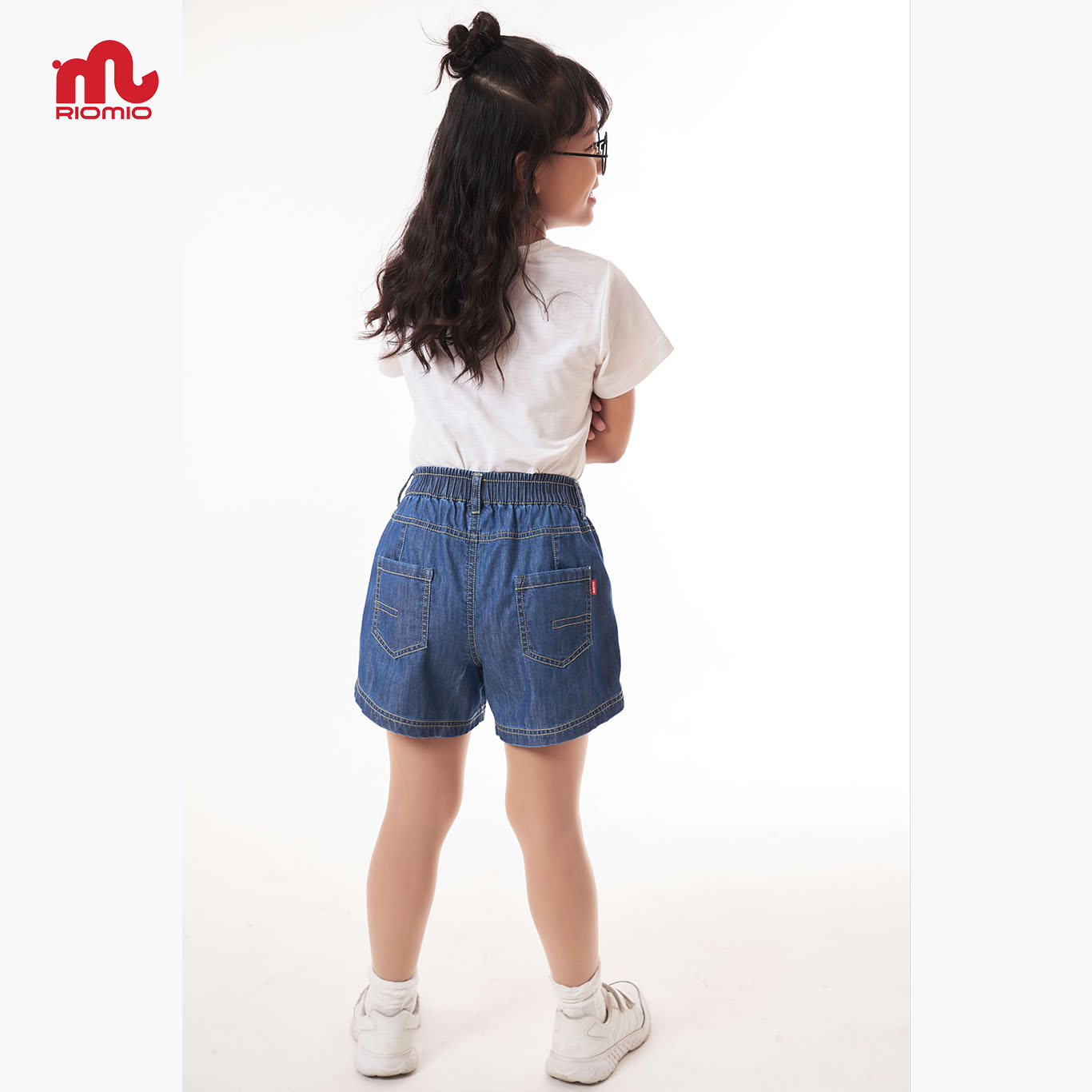 Quần short jean bé gái, sooc bò cho bé 3-11 tuổi (15-40kg) RIOMIO túi xẻ sườn 100% cotton - RO208