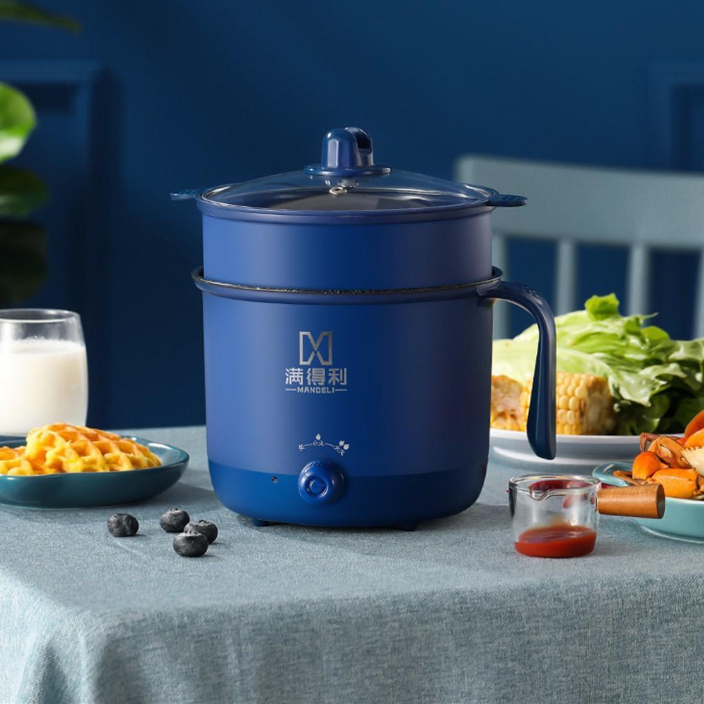 Nồi Lẩu Điện Mini 2 CHẾ ĐỘ Ca Nấu Mì Siêu Tốc CHỐNG DÍNH Tặng Kèm Xửng Hấp SIÊU XINH