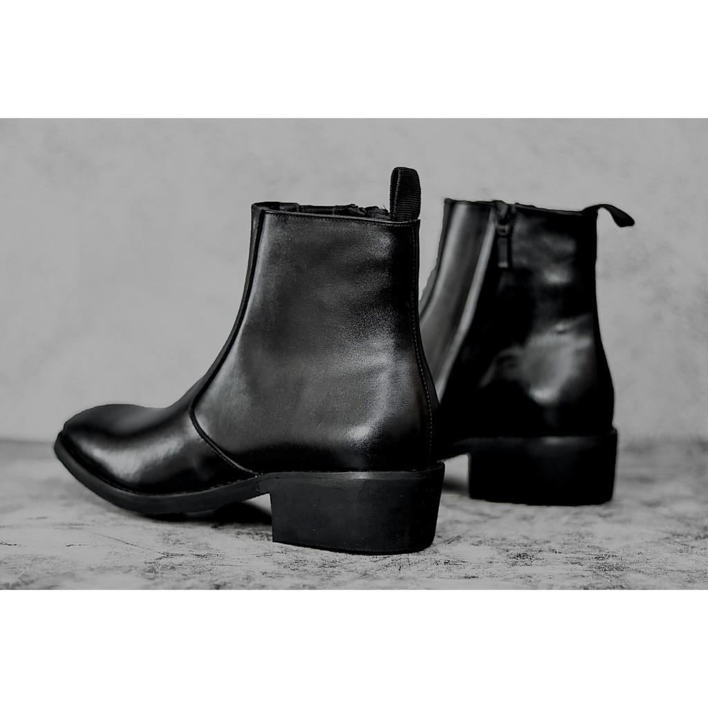 [Giày Tăng chiều cao] 4.5cm Heels Boots, Zipper Chelsea Boots