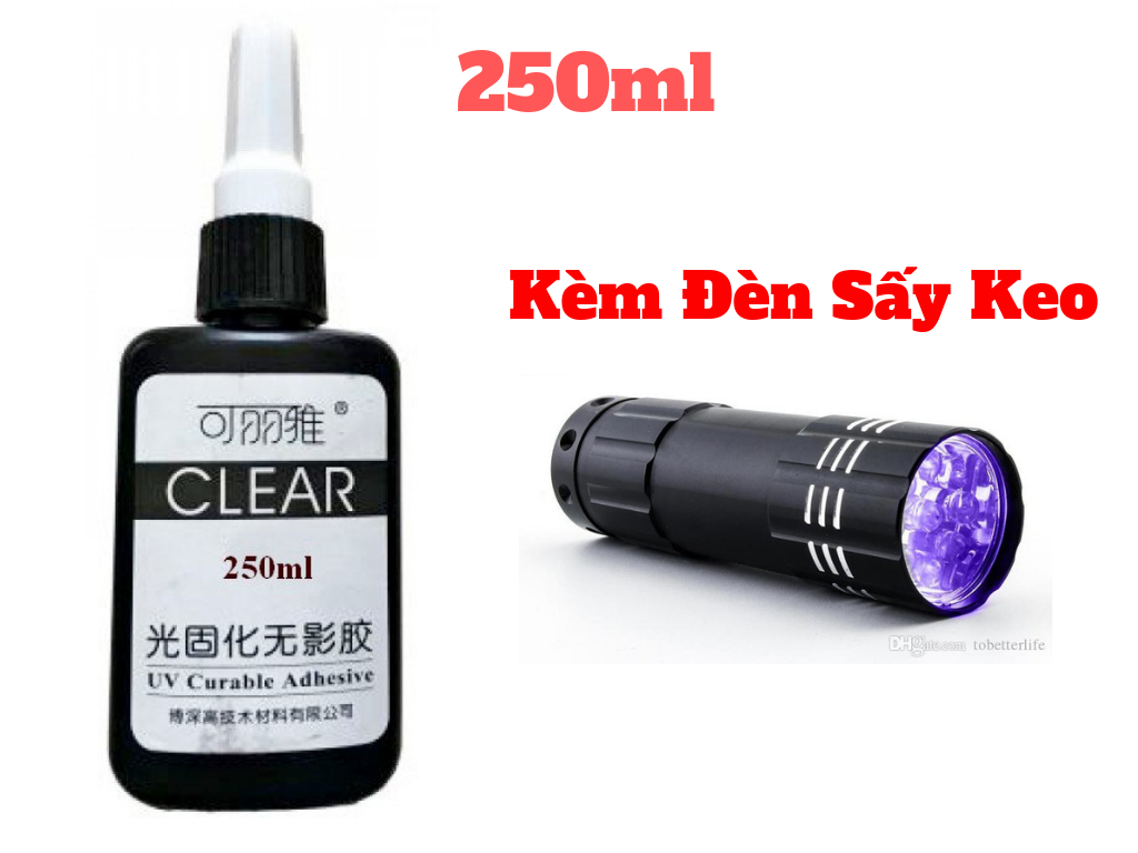 Keo Uv Cao Cấp Dán Kinh, Keo UV Dán Mica Keo Sệt Mau Khô 250ml