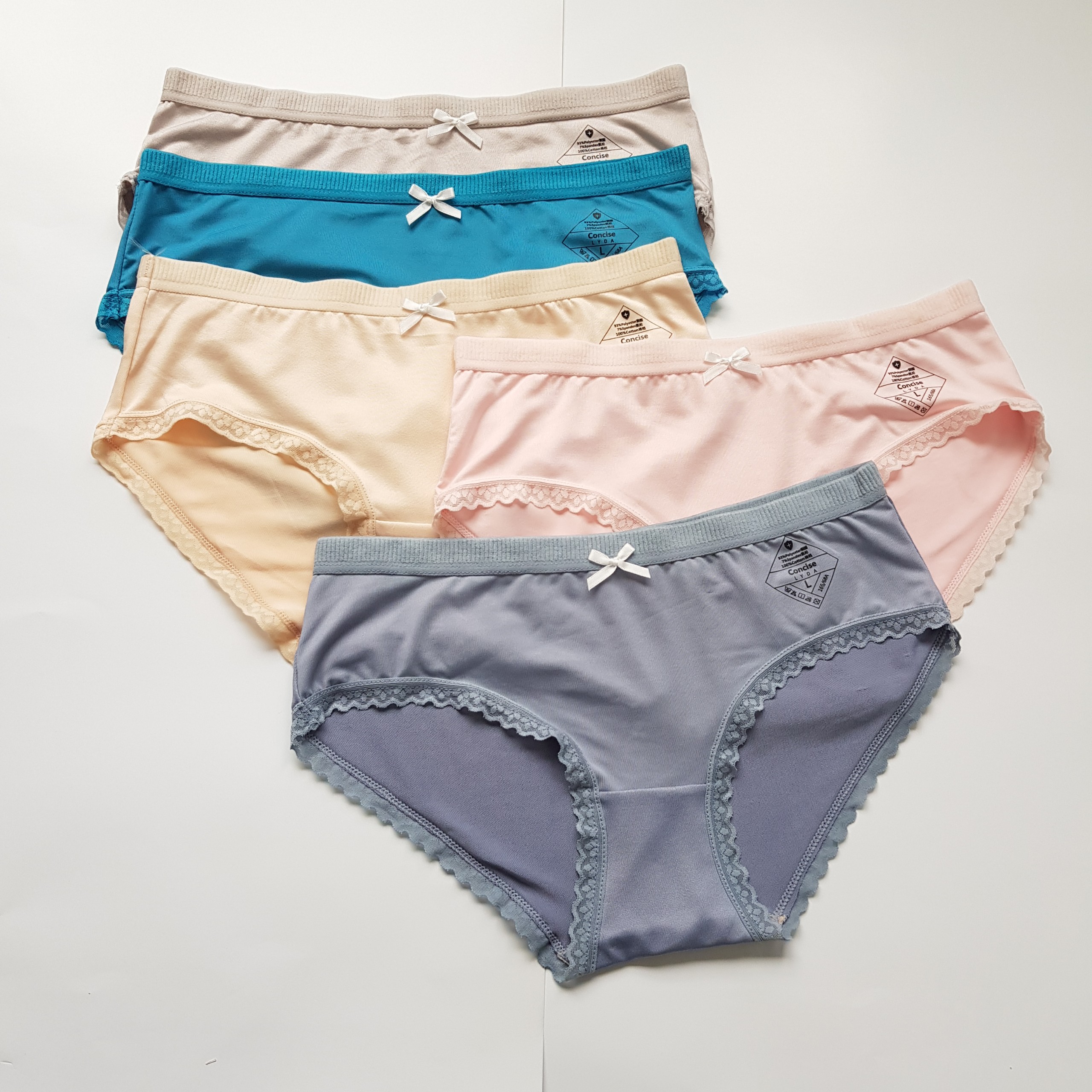 Combo 5 chiếc quần lót thun cotton kháng khuẩn đính nơ siêu xinh fom từ 45-58kg