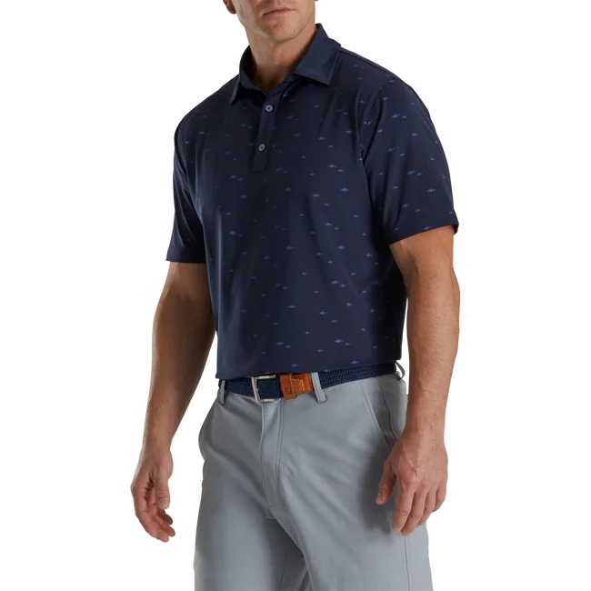 Áo Polo Nam Footjoy FJ School of Fish Print Lisle- 87094/Áo golf nam sang trọng và thanh lịch