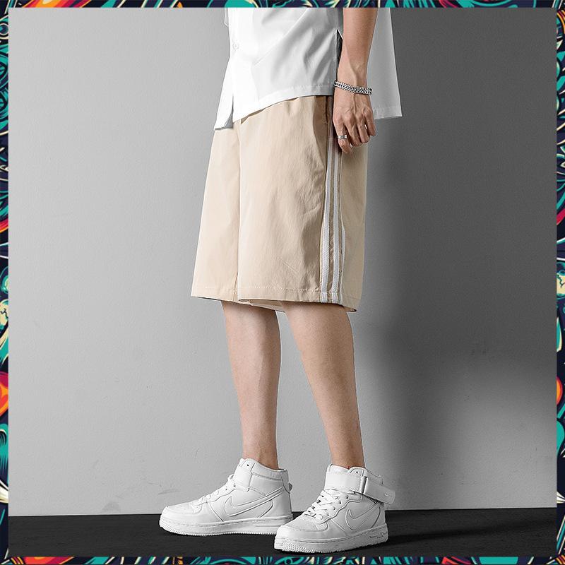 Quần Shorts Lửng Kẻ 3 Sọc Quần Ulzzang Ống Rộng Quần Đùi Kẻ Sọc