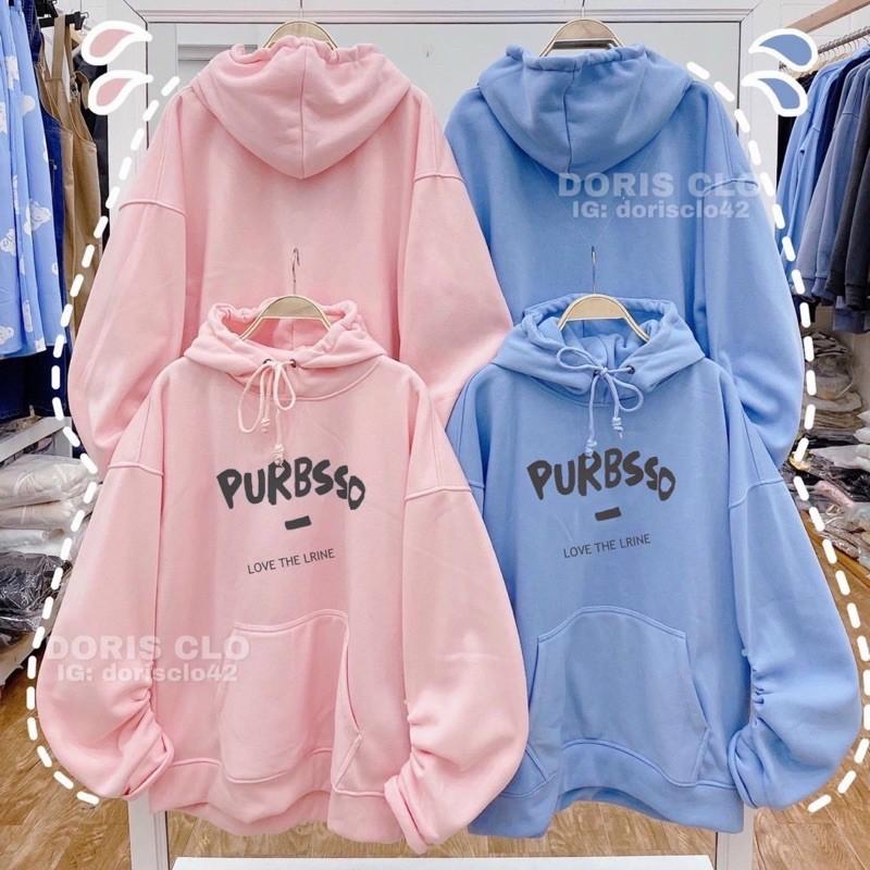 Áo khoác Hoodie Nỉ Bông Purbsso tay phồng Form rộng Unisex Nam Nữ Couple Chất Đẹp