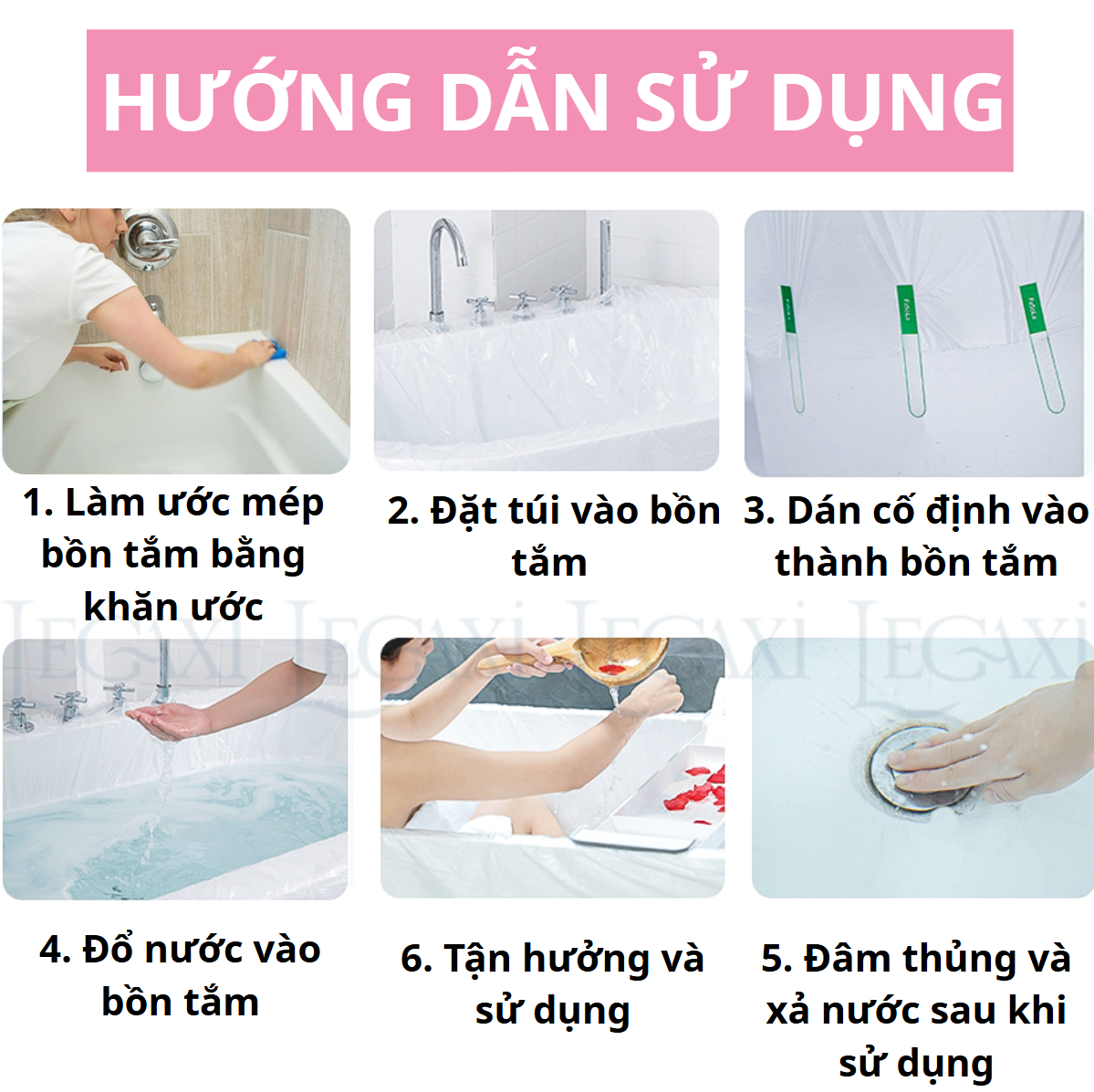 Miếng Lót Bồn Tắm Dùng 1 Lần, Túi Bọc Bồn Tắm Khách sạn, Spa, Tiện Cho Du Lịch Tắm Em Bé, Người Lớn