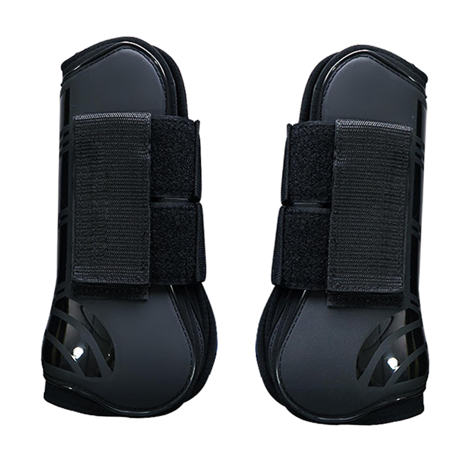 4Pcs Horse Front Rear Hind Leg Boots, Equine Tendon Fetlock Protect Black XL