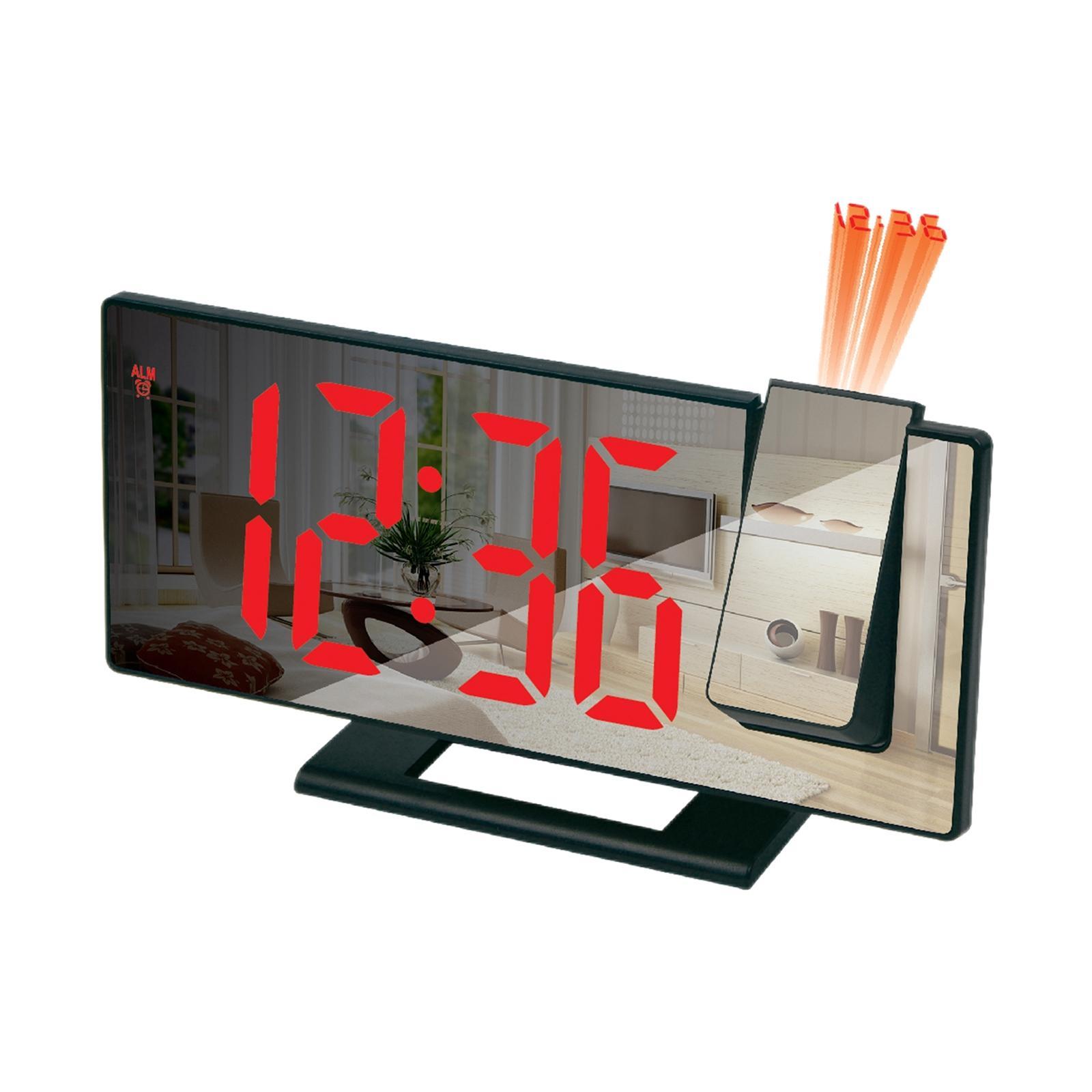 Mirror Surface Snooze /24H Desktop Clock Auto Dimmer LED Screen for Elderly Children