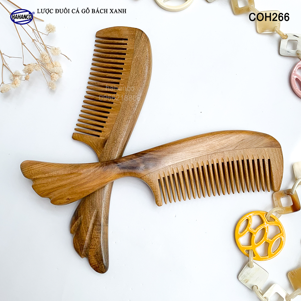 Lược đuôi cá gỗ Bách Xanh mùi thơm nhẹ COH266 - Ghép Răng Tăng Độ Bền Khi Chải Tóc - Chải tóc làm dịu tâm trí, đỡ căng thẳng - Giúp Tóc Suôn & Mềm Không Làm Rụng