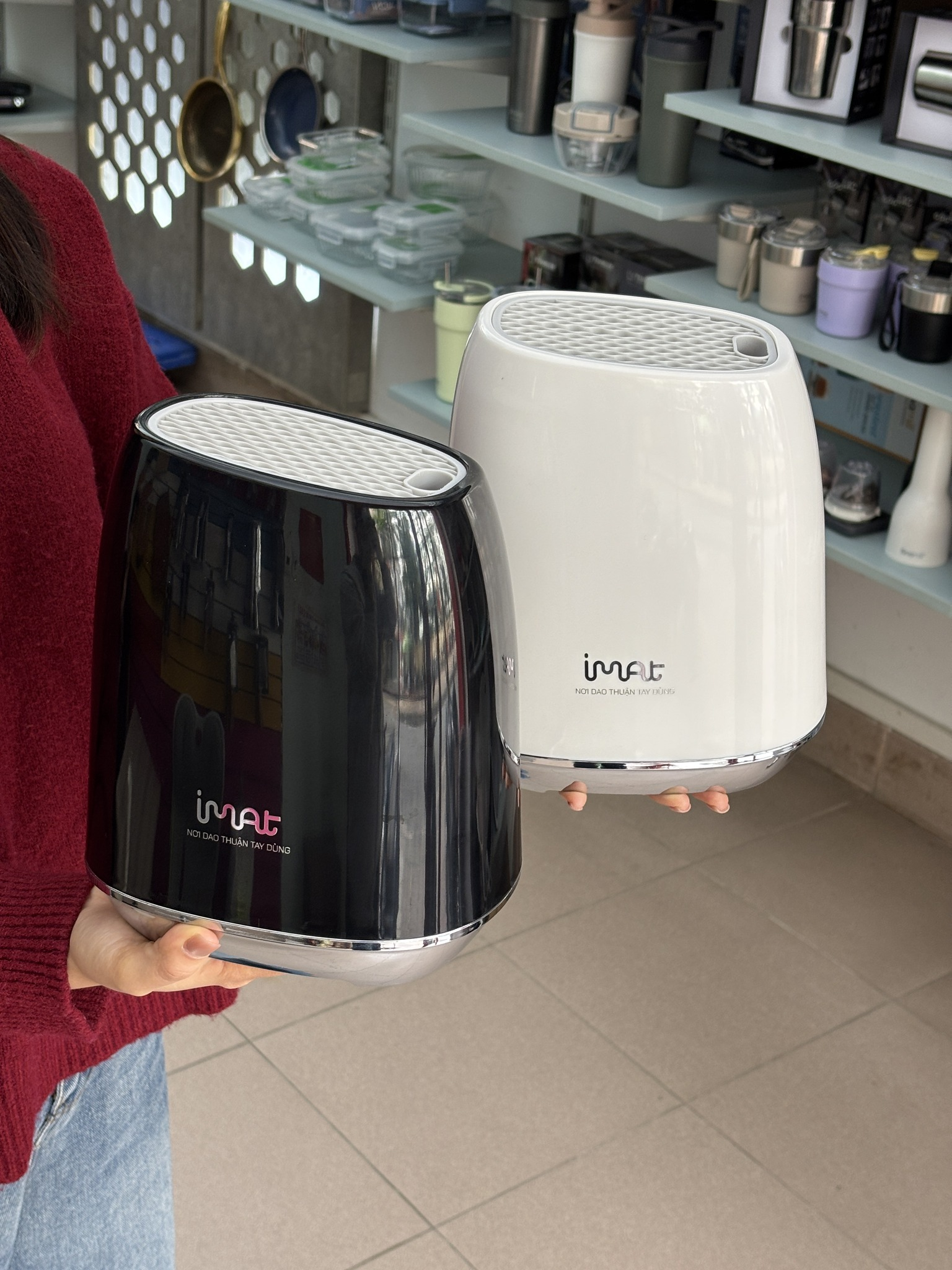 Ống Cắm Dao IMAT Nat Cao Cấp Thiết Kế Nghiêng Thông Minh Gọn Gàng, An Toàn, Cho Bếp Gia Đình