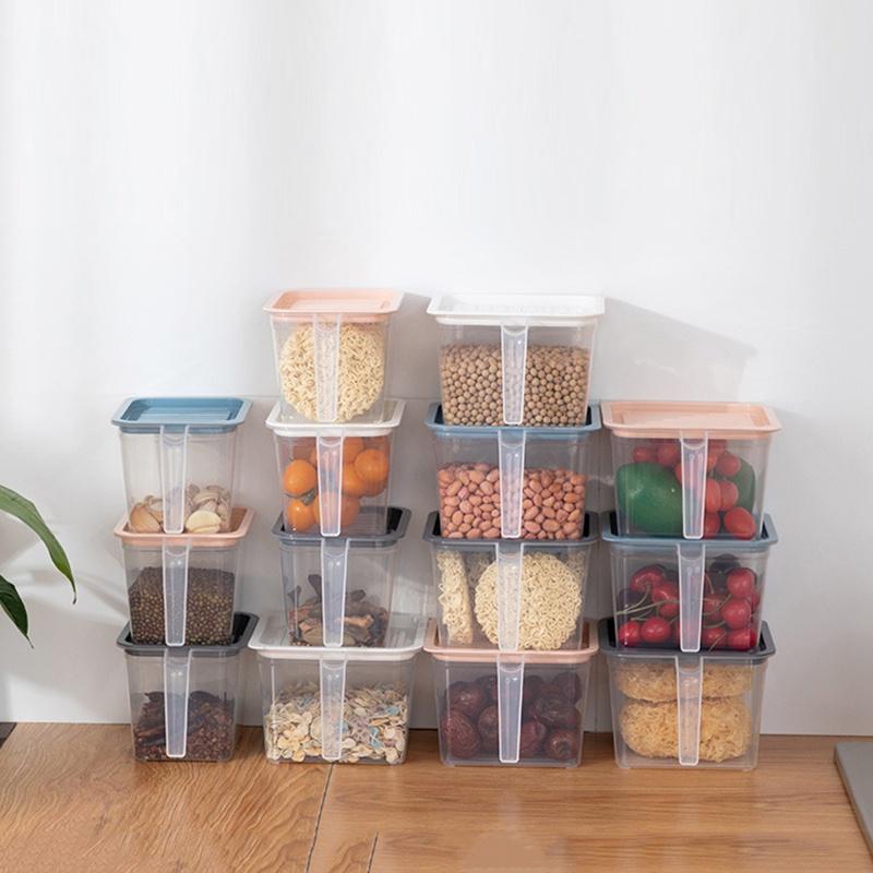 Refrigerator Storage Box Sealed Jar Fresh-keeping Food Storage Storage Box Crisper with Handle Veggie Fruit Container Kitchen Organizer with Cover