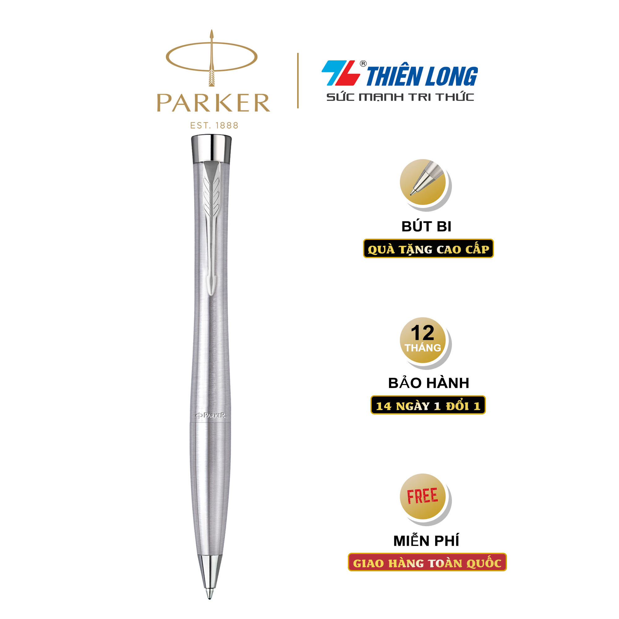 Bút bi cao cấp Parker Urban Twist URB X-Metallic CT TB-S0736040 - Thép không gỉ
