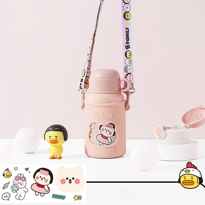 450Ml Hoạt Hình Dễ Thương Gấu Bình Giữ Nhiệt Trẻ Em Inox Có Ống Hút Cốc Hút Chân Không Bình Giữ Nhiệt Cà Phê Sữa Di Động Cốc Cách Nhiệt cốc