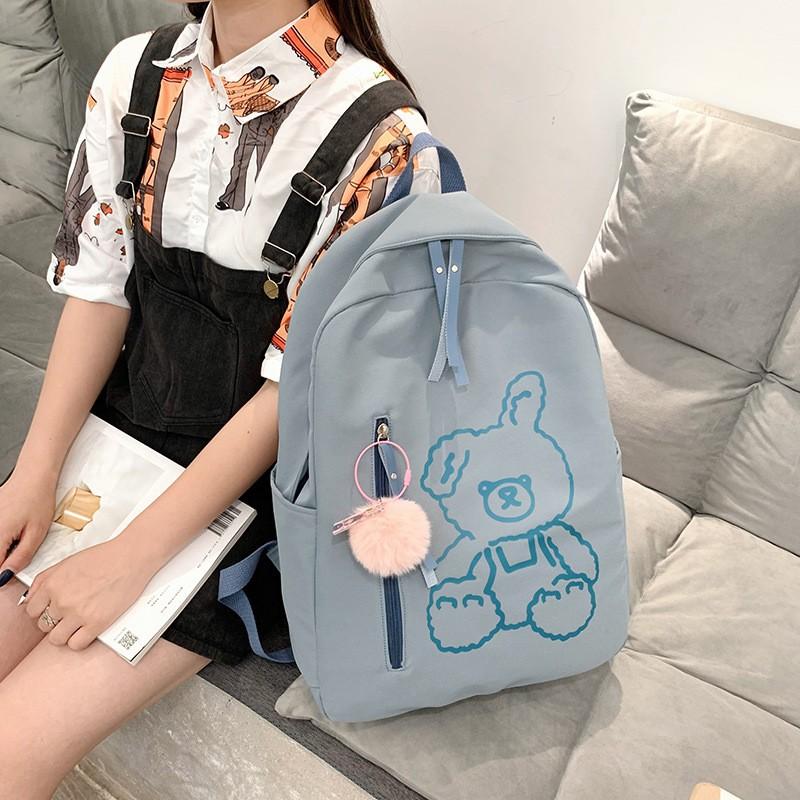 BALO đi học Hình gấu xinh Ulzzang Phong cách Hàn Quốc rộng rãi vải chống thấm nước