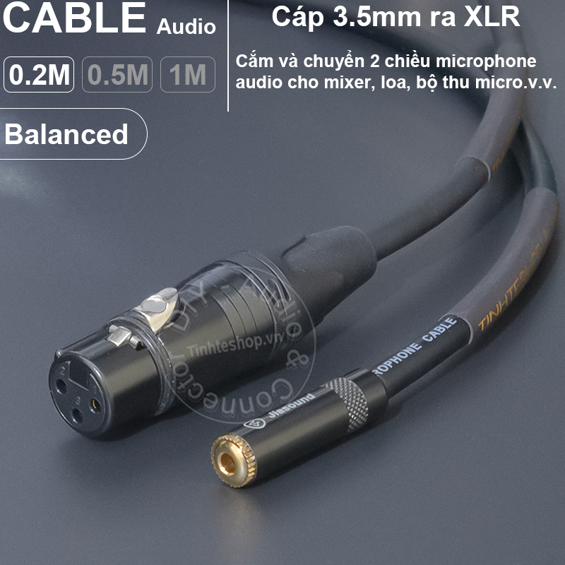 Cáp canon ra 3.5 chuyển âm thanh micro cho Mixer Loa Sound card.v.v. DIY - Female XLR to 3.5mm female balanced audio cable