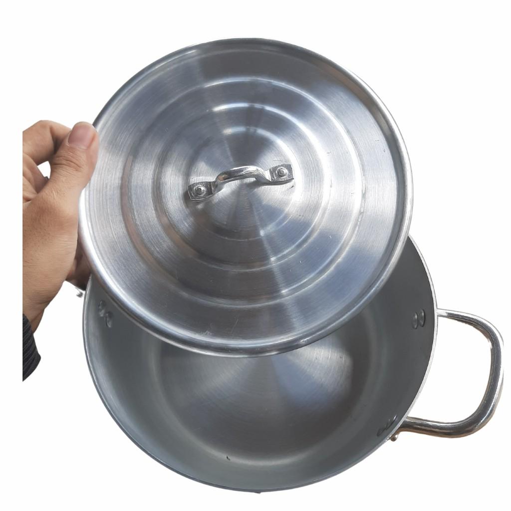 Nồi nhôm tròn xi bóng 20cm hàng Việt Nam có nắp đậy kín cao cấp