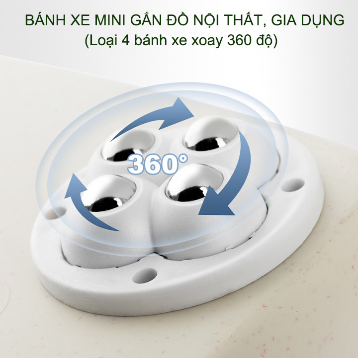 Combo 4 bánh xe mini 4 gắn thùng giác, đồ vật đa năng tiện dụng giúp dễ dàng di chuyển