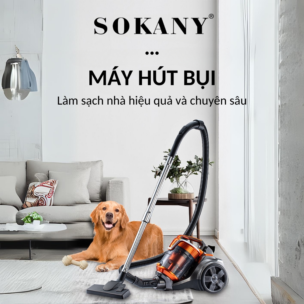 Máy hút bụi cầm tay SOKANY SK-13004, hút bụi gia đình công suất CAO 3600W, lực hút mạnh 30000PA hút sạch mọi bụi bẩn - HÀNG CHÍNH HÃNG